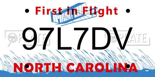 97L7DV North Carolina License Plate