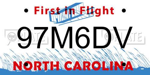 97M6DV North Carolina License Plate