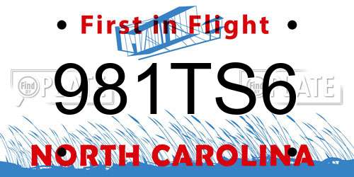 981TS6 North Carolina License Plate