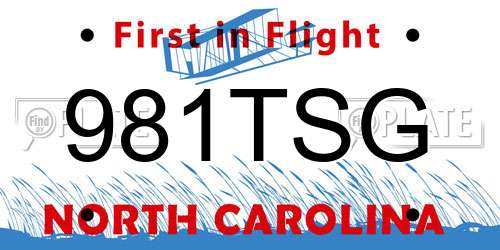 981TSG North Carolina License Plate