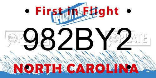 982BY2 North Carolina License Plate