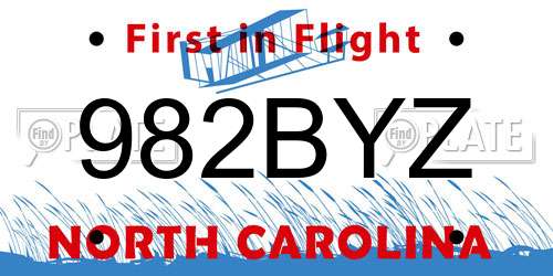 982BYZ North Carolina License Plate