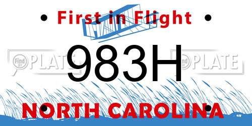 983H North Carolina License Plate