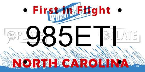 985ETI North Carolina License Plate