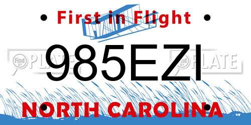 985EZI North Carolina License Plate