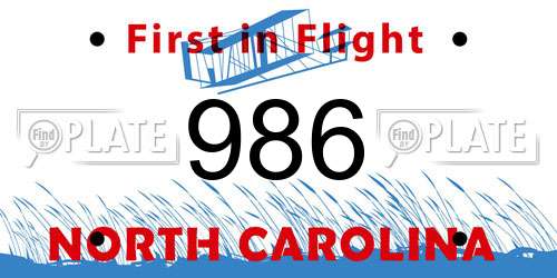 986 North Carolina License Plate