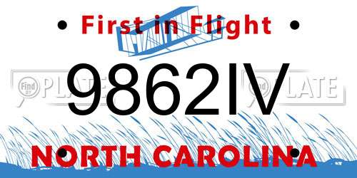 9862IV North Carolina License Plate