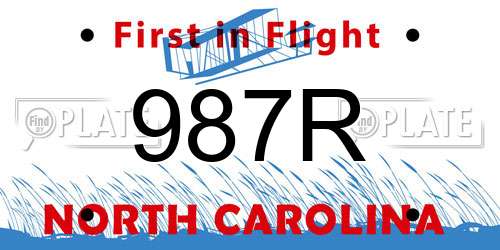987R North Carolina License Plate