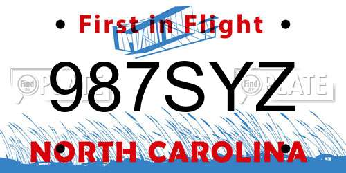 987SYZ North Carolina License Plate