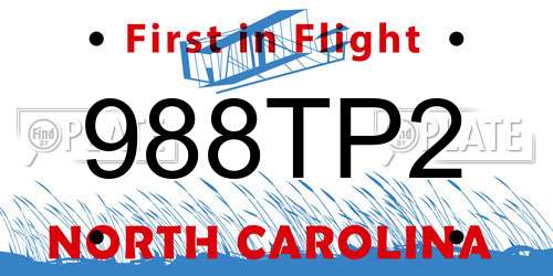 988TP2 North Carolina License Plate