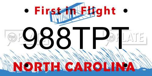 988TPT North Carolina License Plate