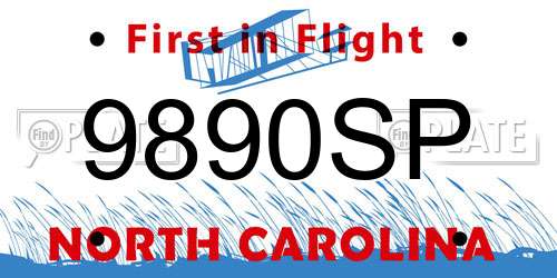 9890SP North Carolina License Plate
