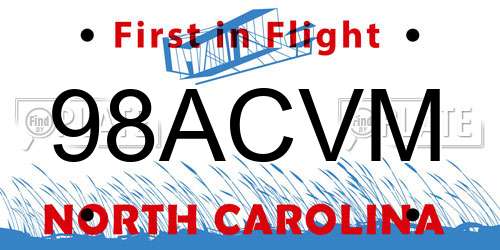 98ACVM North Carolina License Plate