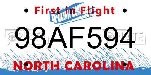 98AF594 North Carolina License Plate