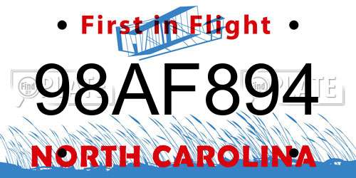 98AF894 North Carolina License Plate