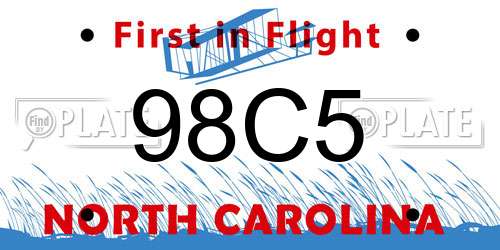 98C5 North Carolina License Plate