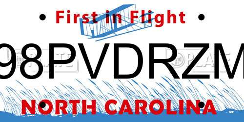98PVDRZM North Carolina License Plate