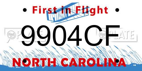 9904CF North Carolina License Plate