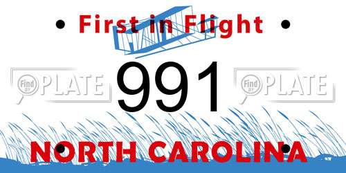 991 North Carolina License Plate