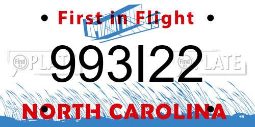 993I22 North Carolina License Plate