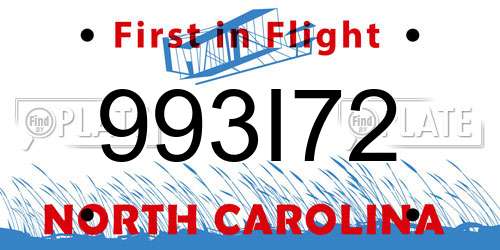993I72 North Carolina License Plate