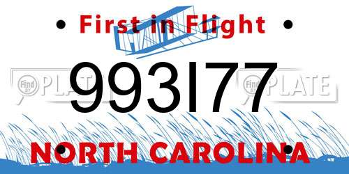 993I77 North Carolina License Plate