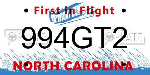 994GT2 North Carolina License Plate