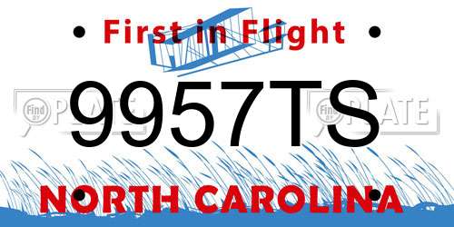 9957TS North Carolina License Plate