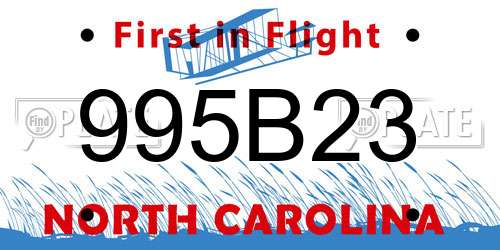 995B23 North Carolina License Plate