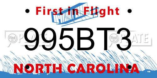 995BT3 North Carolina License Plate
