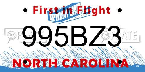995BZ3 North Carolina License Plate