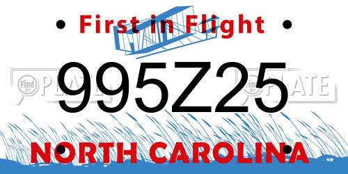 995Z25 North Carolina License Plate