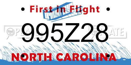 995Z28 North Carolina License Plate