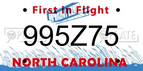 995Z75 North Carolina License Plate