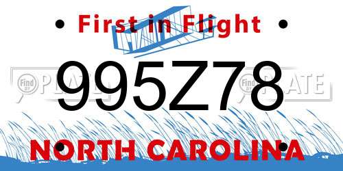 995Z78 North Carolina License Plate