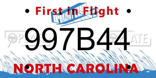 997B44 North Carolina License Plate