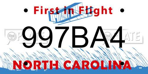 997BA4 North Carolina License Plate