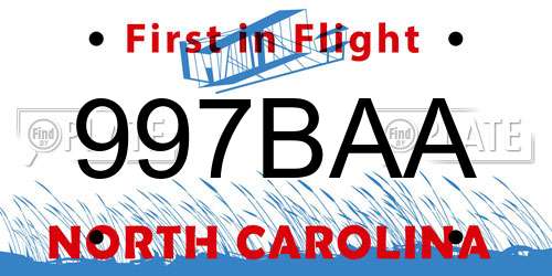 997BAA North Carolina License Plate
