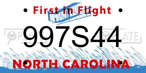 997S44 North Carolina License Plate