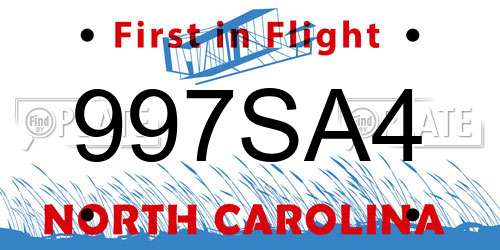 997SA4 North Carolina License Plate