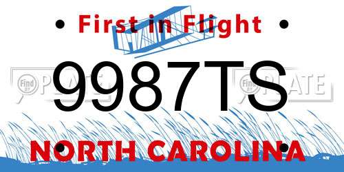 9987TS North Carolina License Plate