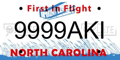 9999AKI North Carolina License Plate