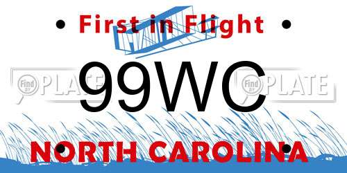 99WC North Carolina License Plate