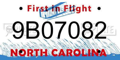 9B07082 North Carolina License Plate