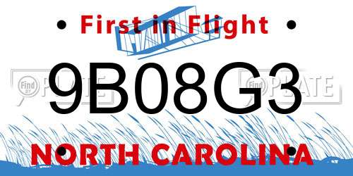 9B08G3 North Carolina License Plate