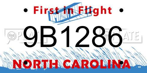 9B1286 North Carolina License Plate