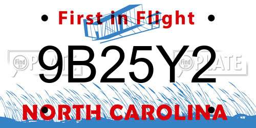9B25Y2 North Carolina License Plate