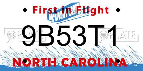 9B53T1 North Carolina License Plate