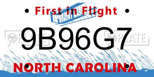 9B96G7 North Carolina License Plate
