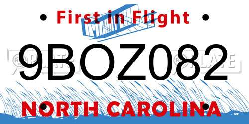 9BOZ082 North Carolina License Plate
